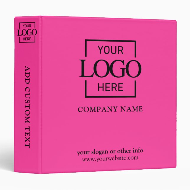 Pink Custom Business Logo Professional No Minimum Binder (Front/Spine)