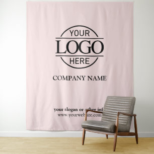 Pink Custom Business Logo Trade Show Backdrop Tapestry