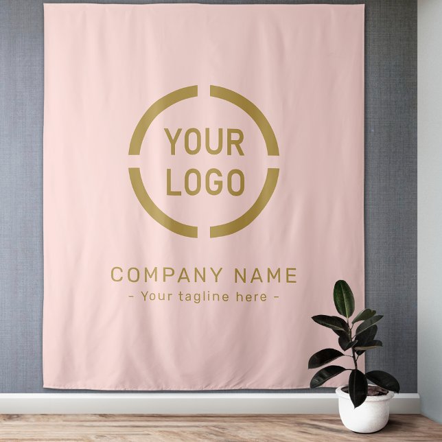 Pink Custom Company Logo Backdrop For Events Tapestry (Pink Custom Company Logo Backdrop For Events)