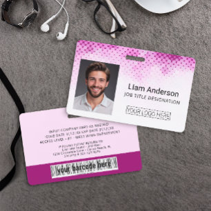 Pink Custom Employee Photo ID Badge