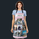 Pink custom Family Photo Collage with name Apron<br><div class="desc">Custom Family Photo Collage with name</div>