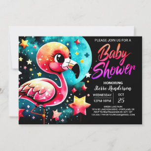 Pink Custom Flamingo Elegant Baby Shower Invitation