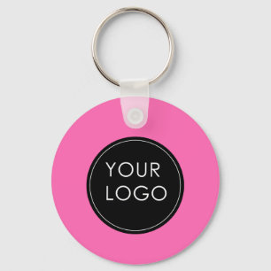Pink Custom Logo Business Company Keychain