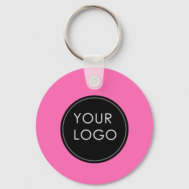 Pink Custom Logo Business Company  Keychain (Front)