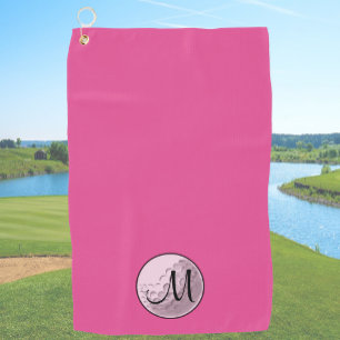 Pink custom monogram golf towel simple initial