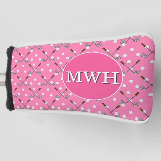 Pink Custom Monogram Putter Head Cover (Front)