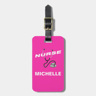 PINK  Custom Nurse Name Luggage Tag