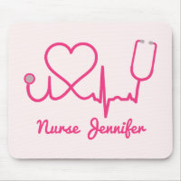 Pink Custom Nurse Name Stethoscope Heart Life Line