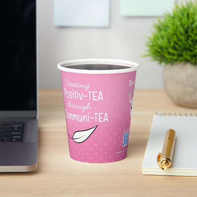 Pink Custom Paper Coffee Tea Paper Cups (Insitu)