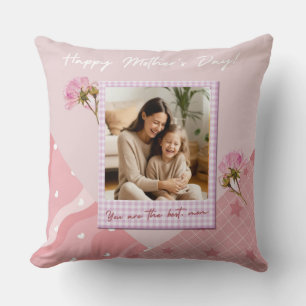 Pink Custom Photo Collage Throw Pillow