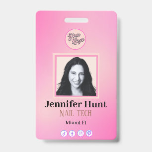 Pink Custom Photo stylish simple minimalist clean  Badge