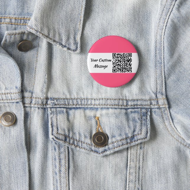 Pink Custom QR Code Trendy 2 Inch Round Button (In Situ)