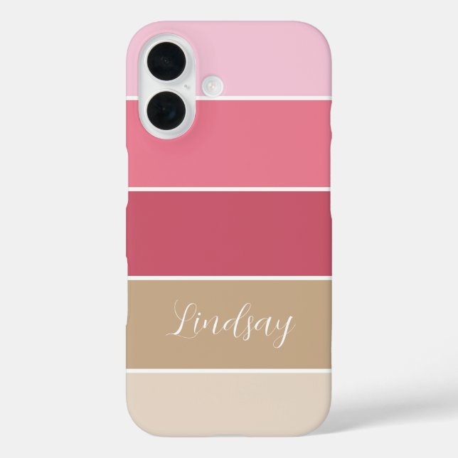 pink Custom Summer  Colour Block Stripes Case-Mate iPhone Case (Back)