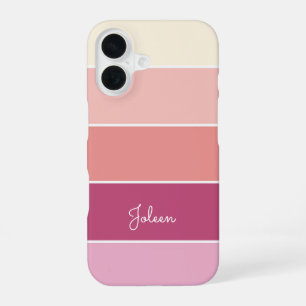 pink Custom Summer  Colour Block Stripes iPhone 16 Case