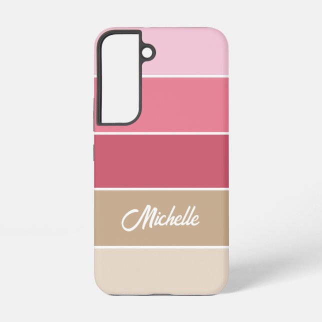 pink Custom Summer Colour Block Stripes Samsung Galaxy S22 Case (Back)