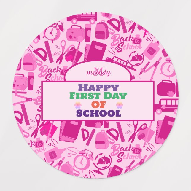 pink Customizable Back to School Pattern (Design 1)