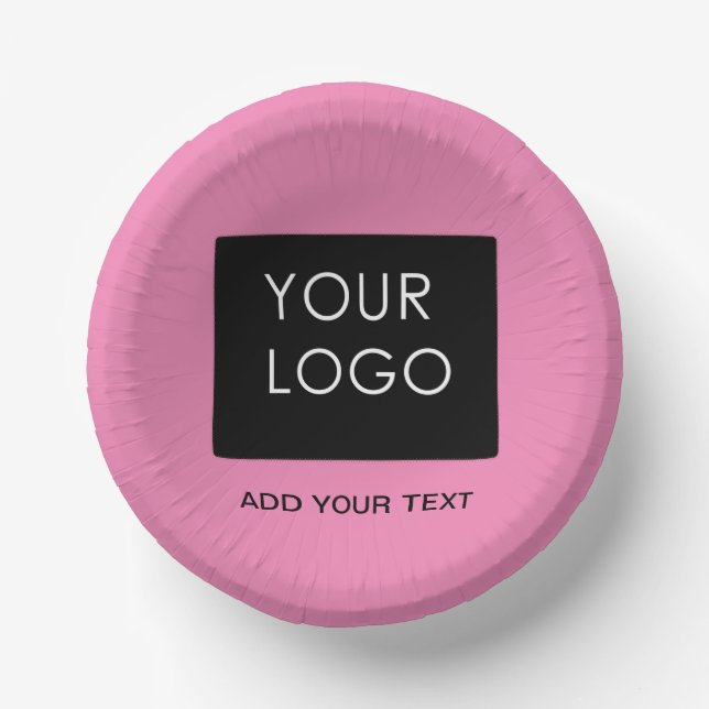 Pink Customizable Business Add Logo   Paper Plate (Front)