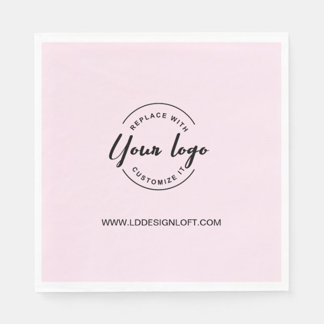 Pink Customizable business company logo website  Napkin (Front)