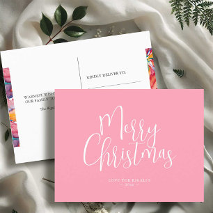 Pink Customizable Christmas Postcards