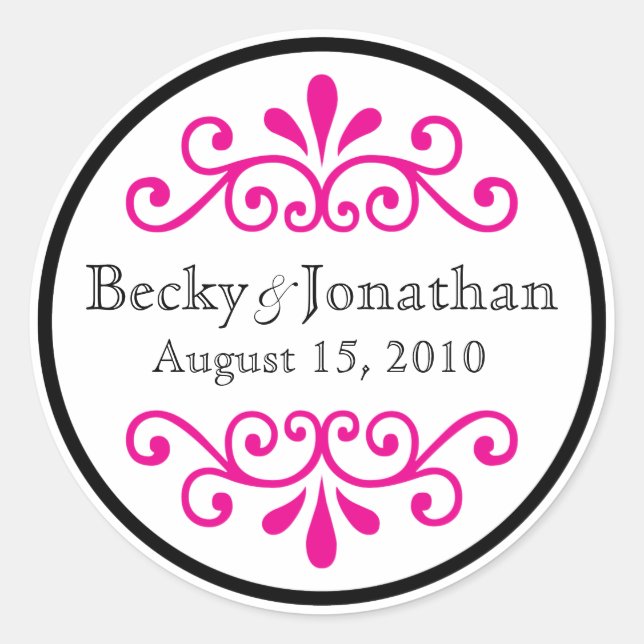 Pink customizable monogram sticker (Front)