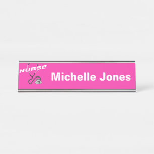 PINK Customizable Name Nurse Desk Name Plate
