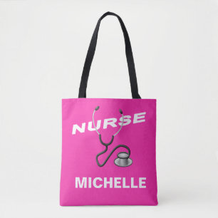 PINK Customizable Name Nurse Tote Bag