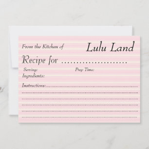 Pink Customize Recipe Card
