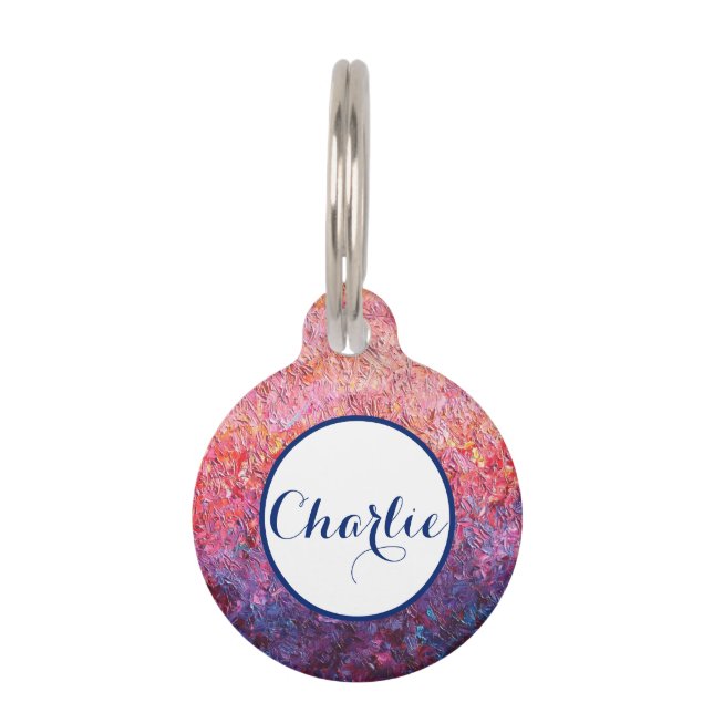 Pink customized lost dog pet tag (Front)