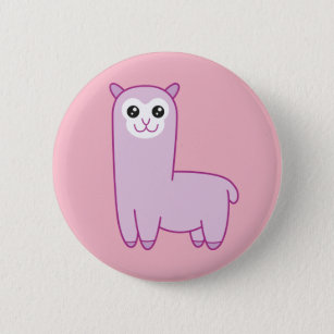 Pink Cute Alpaca Kawaii Button