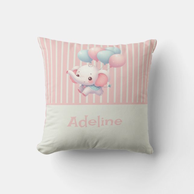 Pink, Cute baby elephant Throw Pillow (Front)