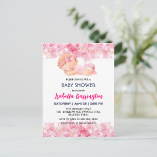 Pink Cute Baby Girl Daisy flowers baby shower kids Postcard