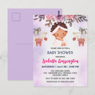 Pink Cute Baby Girls Rose flowers kids baby shower Postcard