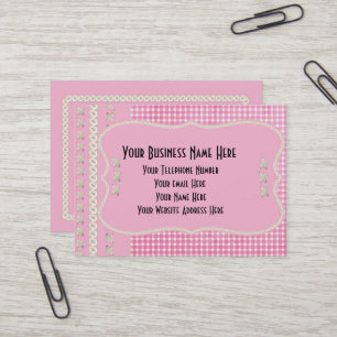 Pink Cute Buttons Cross Stitch Business Cards