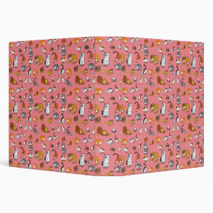 pink cute cat pattern design for cat lovers- binder