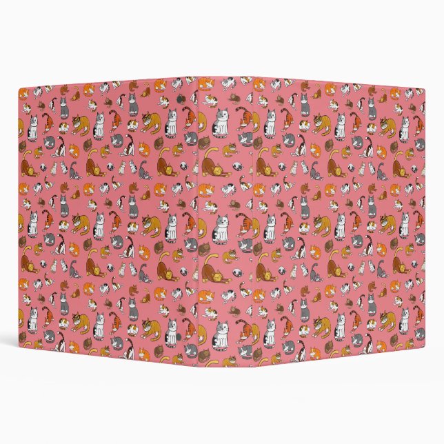 pink cute cat pattern design for cat lovers- binder (Background)