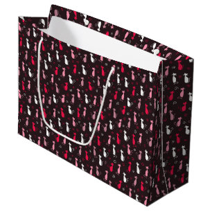 Pink cute cat pattern large gift bag