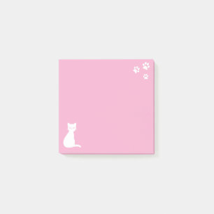 Pink Cute Cat Paws Custom Text Post-it Notes