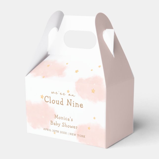 Pink Cute Cloud Nine Girl Baby Shower  Favor Box (Front Side)