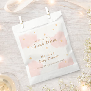 Pink Cute Cloud Nine Girl Baby Shower  Favour Bag