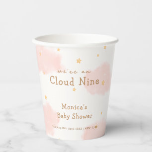 Pink Cute Cloud Nine Girl Baby Shower  Paper Cups