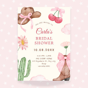 Pink cute cowboy bridal shower invitation