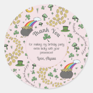 Pink, Cute & Curvy St. Patrick's Day Thank You  Classic Round Sticker