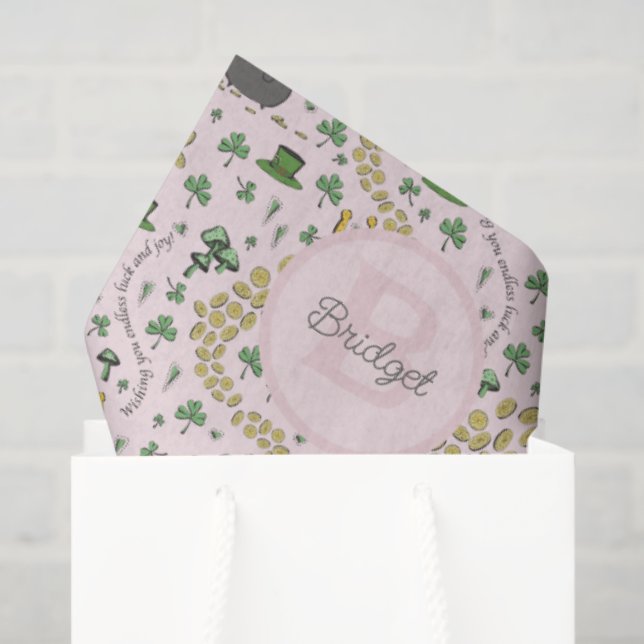 Pink, Cute & Curvy St. Patrick's Day Tissue Paper (Gift Bag)
