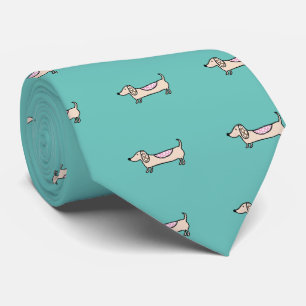 Pink cute dachshunds tie