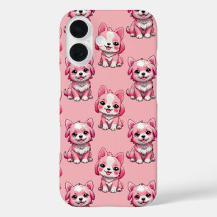 Pink Cute Dogs iPhone 16 Case