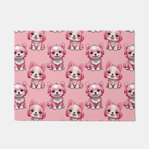 Pink Cute Dogs Doormat