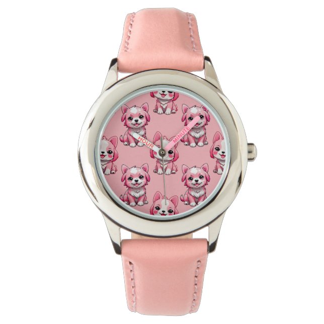 Pink Cute Dogs Watch (Front)