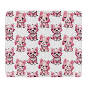 Pink Cute Dogs - White  Cutting Board