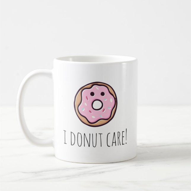 pink cute doughnut cartoon funny quote  coffee mug (Left)