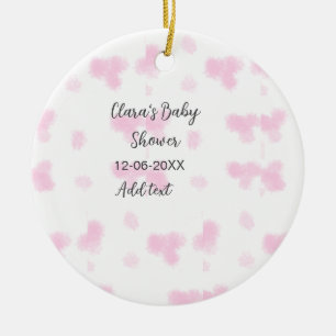 Pink cute flower baby shower watercolor modern dat ceramic ornament